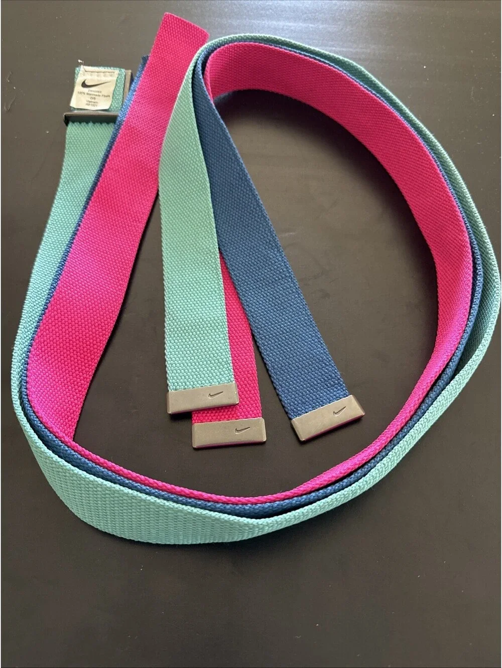 Nike Golf Web Belt Hot pink Blue And Teal Buckle Belt One Size *48.5”* Long